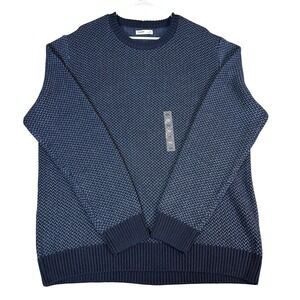 Sonoma Goods For Life Mens XXL Navy Blue Textured Knit Crewneck Sweater Pullover